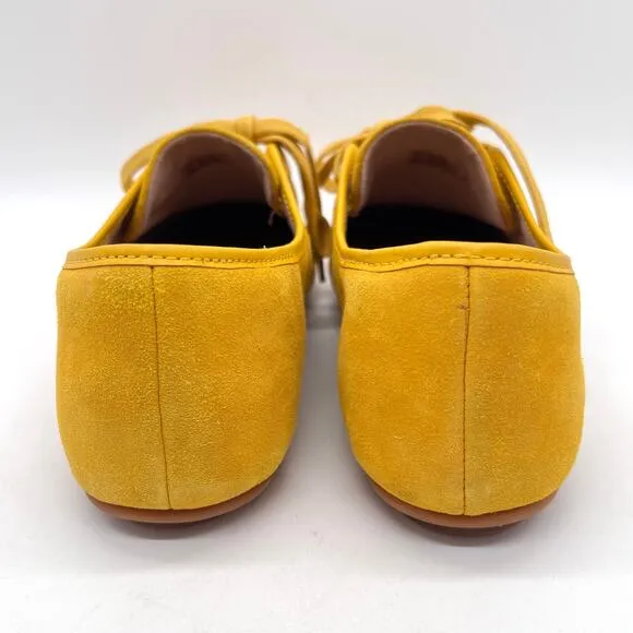 FITFLOP Delfine Fit Flop Suede Lace Up Loafer Womens 7.5 Yellow Derby Oxford