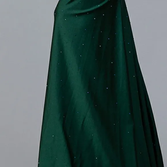 Fitted illusion lace appliqued beaded gown