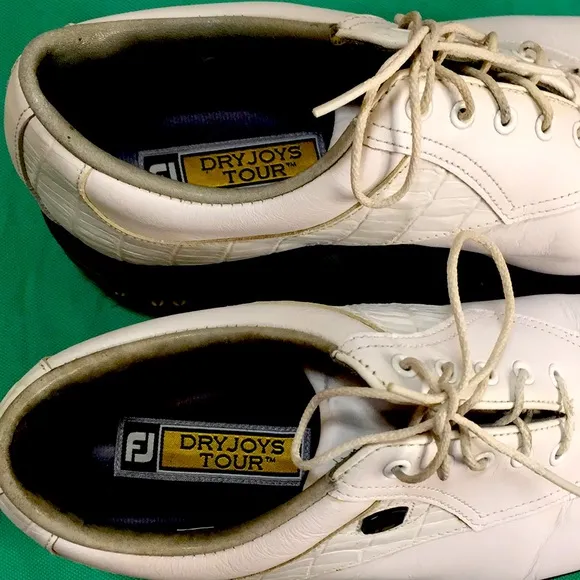 FJ Men's FJ FootJoys dryjoys Tour Opti Flex White Golf Shoes Size 9W