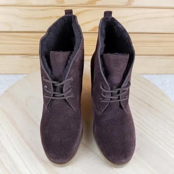 Flip Flop Women's Brown Leather / Suede Ankle Boots Booties Shoes Lace up 38 EUR