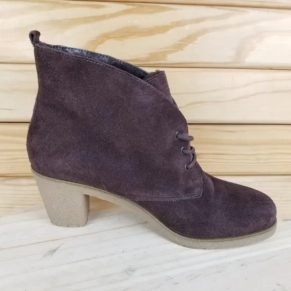 Flip Flop Women's Brown Leather / Suede Ankle Boots Booties Shoes Lace up 38 EUR