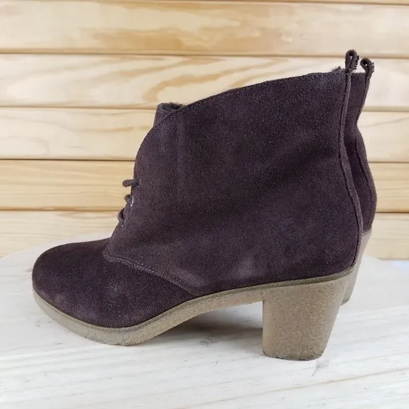 Flip Flop Women's Brown Leather / Suede Ankle Boots Booties Shoes Lace up 38 EUR