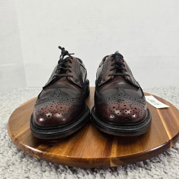 Florsheim Brown Burnished Long Wingtip Brogue Medallion Oxford Derby Mens 8.5 D