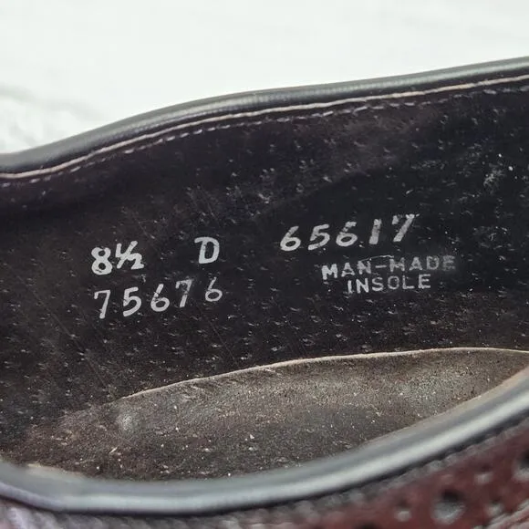 Florsheim Brown Burnished Long Wingtip Brogue Medallion Oxford Derby Mens 8.5 D