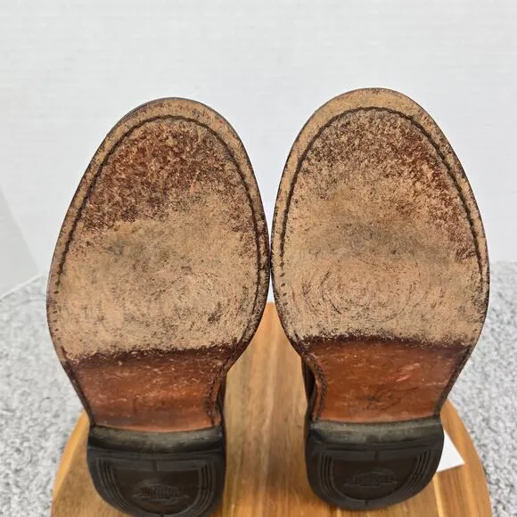 Florsheim Brown Burnished Long Wingtip Brogue Medallion Oxford Derby Mens 8.5 D