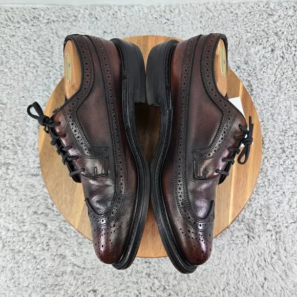 Florsheim Brown Burnished Long Wingtip Brogue Medallion Oxford Derby Mens 8.5 D