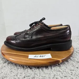 Florsheim Brown Burnished Long Wingtip Brogue Medallion Oxford Derby Mens 8.5 D