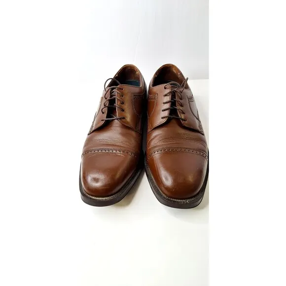 FLORSHEIM Comfortech Oxford Brown Leather Cap Toe Lace Up Shoes Men's Sz 10.5