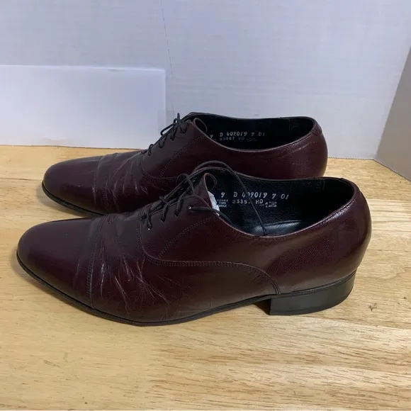 Florsheim Men Cap Toe Oxford Shoes Size 9D Burgundy Red Lace Up Style 33357.‎