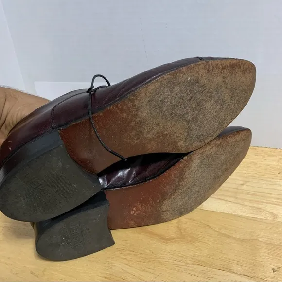 Florsheim Men Cap Toe Oxford Shoes Size 9D Burgundy Red Lace Up Style 33357.‎