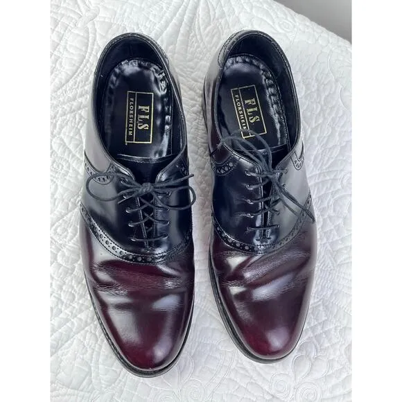 Florsheim Men's Size 8.5D Black/Dark Tan Two Tone Leather Dress Shoes