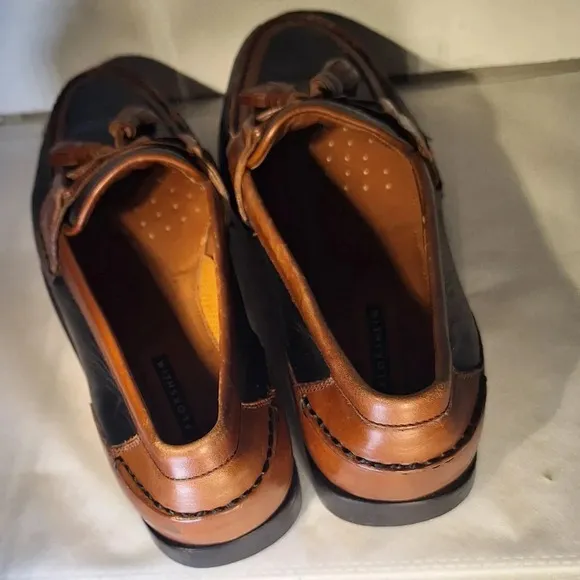 FLORSHEIM Mens Slip On Shoes With Tassels Two Tone Black &amp; Brown 11.5