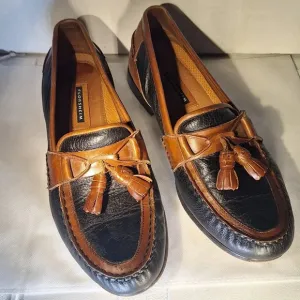 FLORSHEIM Mens Slip On Shoes With Tassels Two Tone Black &amp; Brown 11.5