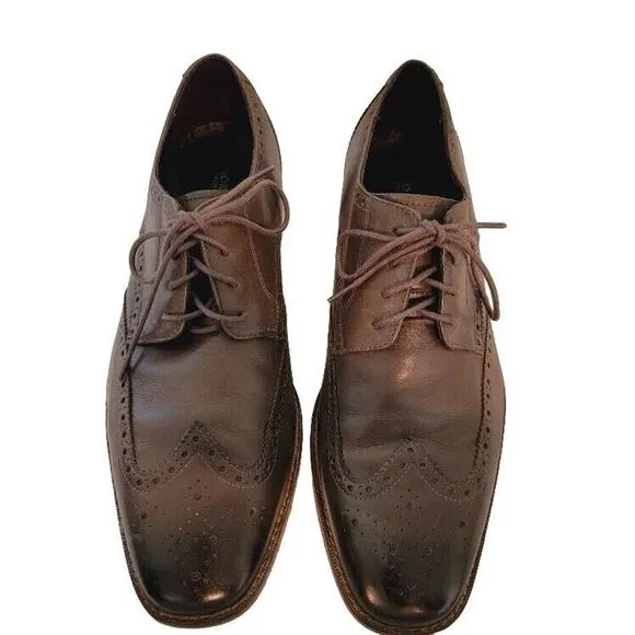 Florsheim Oxford Shoes Wing Tip Men's 10.5 Leather Lace-Up Gray Two-tone Dress