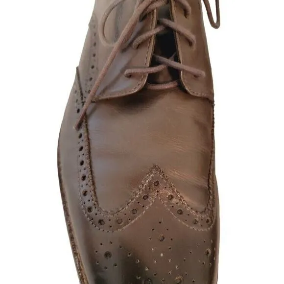 Florsheim Oxford Shoes Wing Tip Men's 10.5 Leather Lace-Up Gray Two-tone Dress