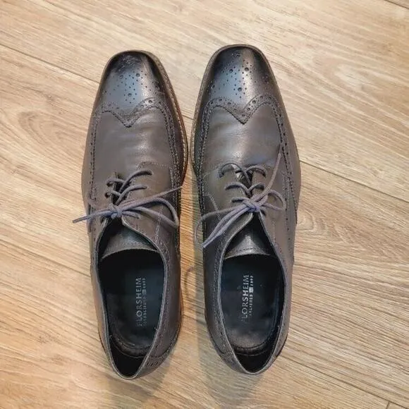 Florsheim Oxford Shoes Wing Tip Men's 10.5 Leather Lace-Up Gray Two-tone Dress