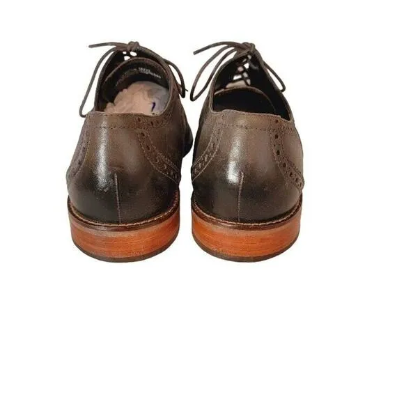 Florsheim Oxford Shoes Wing Tip Men's 10.5 Leather Lace-Up Gray Two-tone Dress