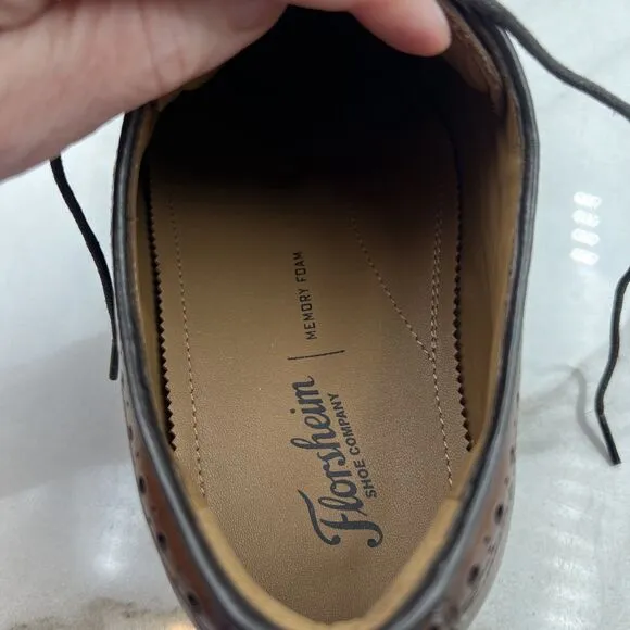 Flosheim Shoes Mens Size 14M Brown Cognac Leather Conetta Wingtip Oxford