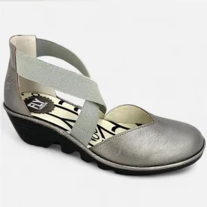 Fly London Paco Wedges in Pewter Idra Leather EU 39 US 8 - 8.5