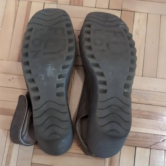 Fly London Yakin leather twist strap wedges size 38