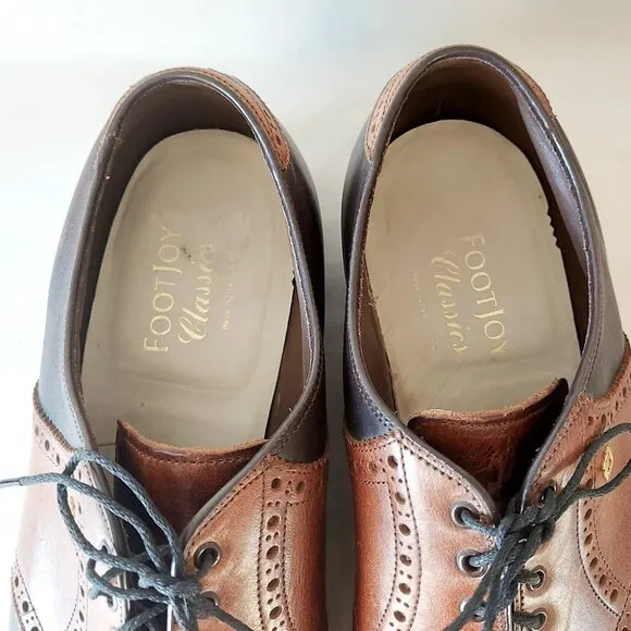 Footjoy Men Golf Shoes Classic Dry  Size 12C Lace-up Brown Leather Oxford 55483