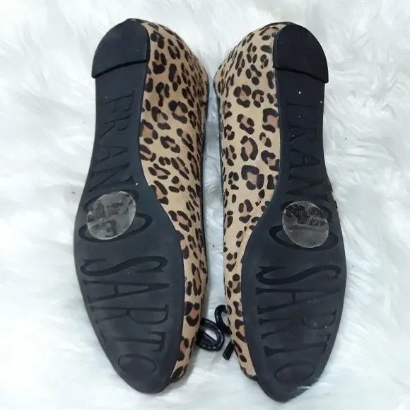 Franco Sarto Animal Print Peep Toe Calf Fur Wedges 7.5