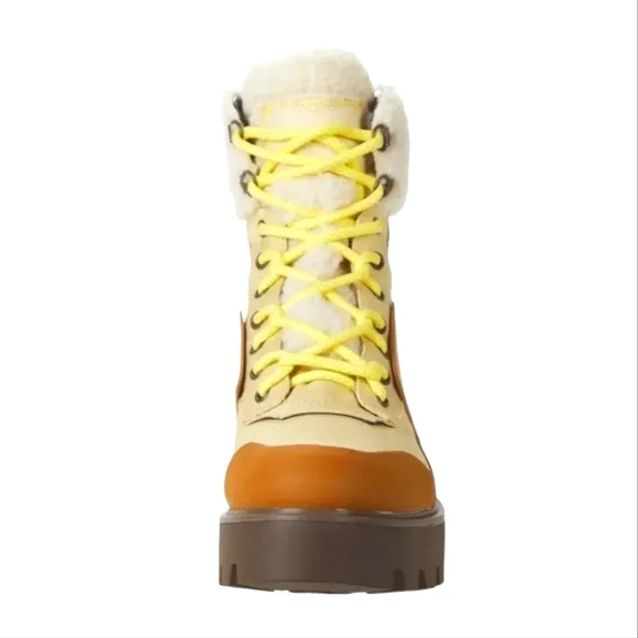 Franco Sarto Balinhike Beige Combat Hiker Boots Women's Size 7M