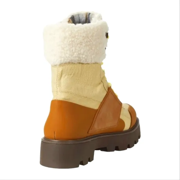 Franco Sarto Balinhike Beige Combat Hiker Boots Women's Size 7M