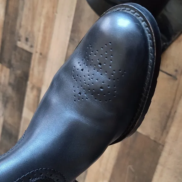 Franco Sarto  Black Leather Lace Back Knee High Riding Boots Sz 7.5 Women