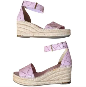 Franco Sarto Pink Leather Woven Espadrille Wedges Clemens size 8