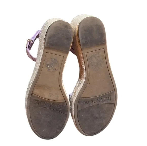 Franco Sarto Pink Leather Woven Espadrille Wedges Clemens size 8