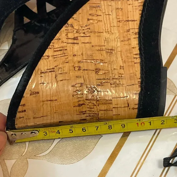 Franco Sarto, Sasha, Black Suede leather wedges, platform size 10