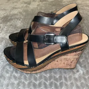 Franco Sarto Stallion 2 Wedges.  Size 9.5.  Vegan Leather.  Faux Leather.