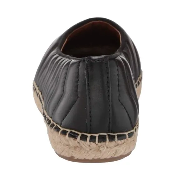Franco Sarto Women's Kiya Quilted Leather Espadrille Ballet Flats Black Size 8