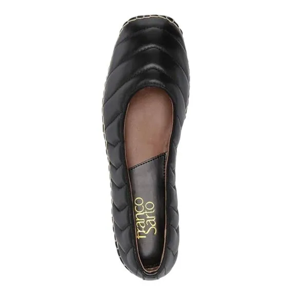 Franco Sarto Women's Kiya Quilted Leather Espadrille Ballet Flats Black Size 8