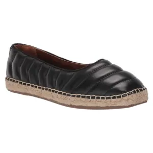 Franco Sarto Women's Kiya Quilted Leather Espadrille Ballet Flats Black Size 8