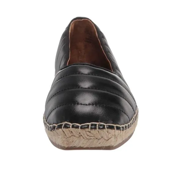 Franco Sarto Women's Kiya Quilted Leather Espadrille Ballet Flats Black Size 8