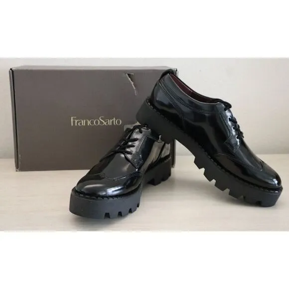 Franco Sarto Women's Sz 8M Black Synthetic L-Balinoxfrd Oxford Shoes