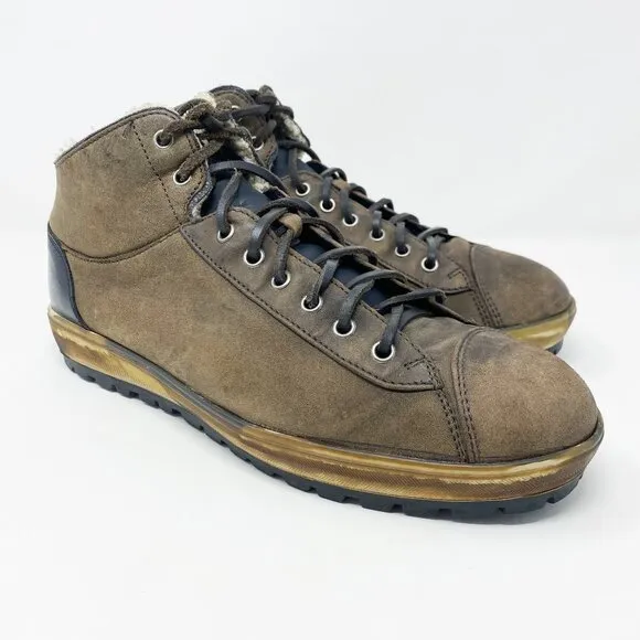 Frau Brown Leather Sneaker Boots Men's US Size 9.5 Lace Up Lug Sole