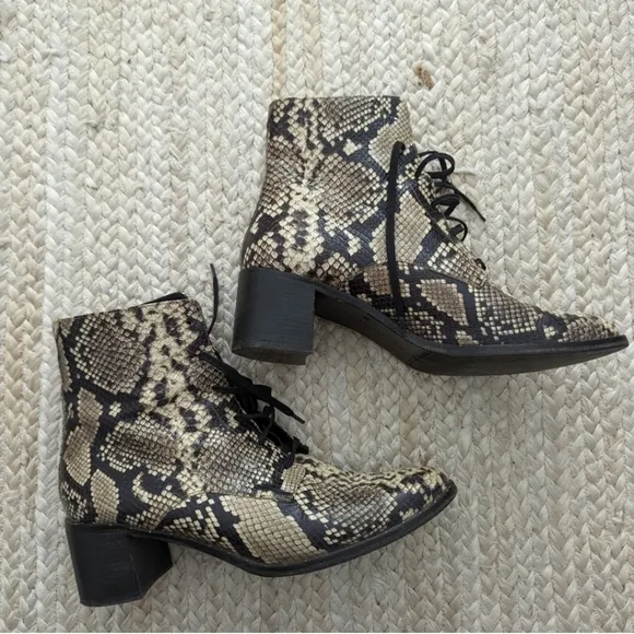 Freda Salvador Ace boots Snake Skin Lace Up