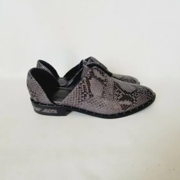 Freda Salvador Wear D'Orsay Laceless Derby in Charcol Snake Oxford Sz 6