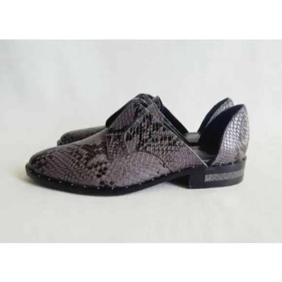 Freda Salvador Wear D'Orsay Laceless Derby in Charcol Snake Oxford Sz 6