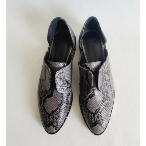 Freda Salvador Wear D'Orsay Laceless Derby in Charcol Snake Oxford Sz 6