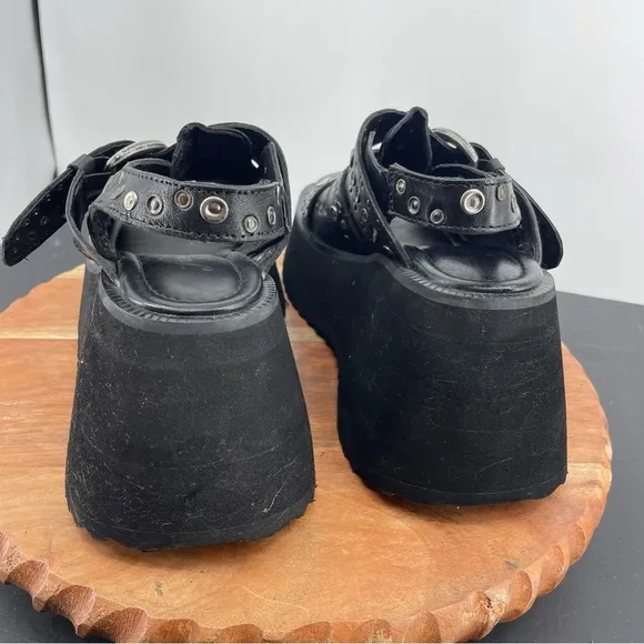 FREE PEOPLE ACE STUDDED WEDGES platform sandals IN BLACK SIZE 7