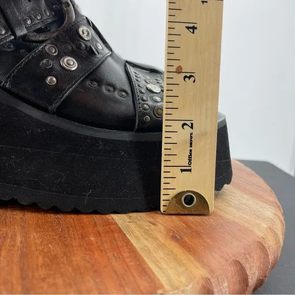 FREE PEOPLE ACE STUDDED WEDGES platform sandals IN BLACK SIZE 7