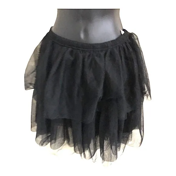 Free People black tiered layered chiffon tutu style princess mini skirt size XS‎