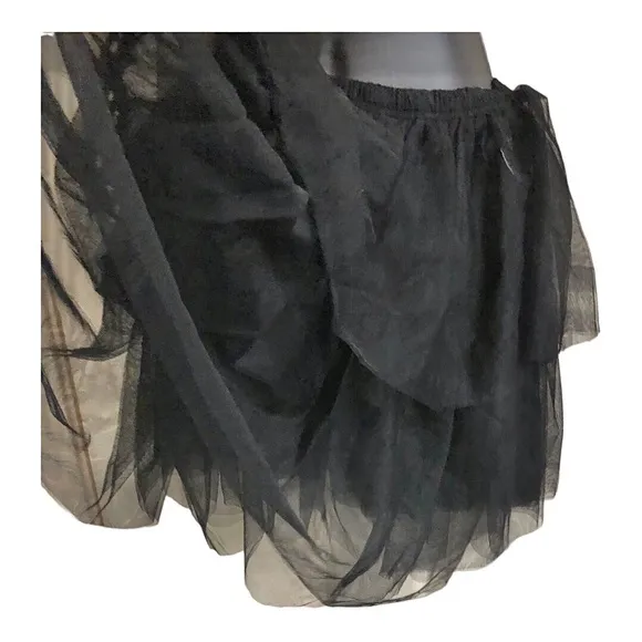 Free People black tiered layered chiffon tutu style princess mini skirt size XS‎