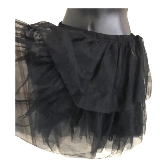 Free People black tiered layered chiffon tutu style princess mini skirt size XS‎