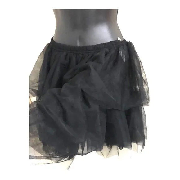 Free People black tiered layered chiffon tutu style princess mini skirt size XS‎
