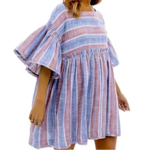 FREE PEOPLE Dress Flowy Oversized Mini Tunic Pockets